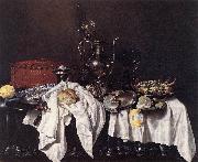HEDA, Willem Claesz. Still-Life with Pie, Silver Ewer and Crab sg oil painting